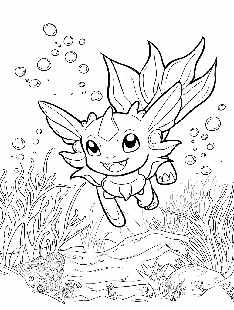 Vaporeon Pokemon, happy expression, underwater ... 3