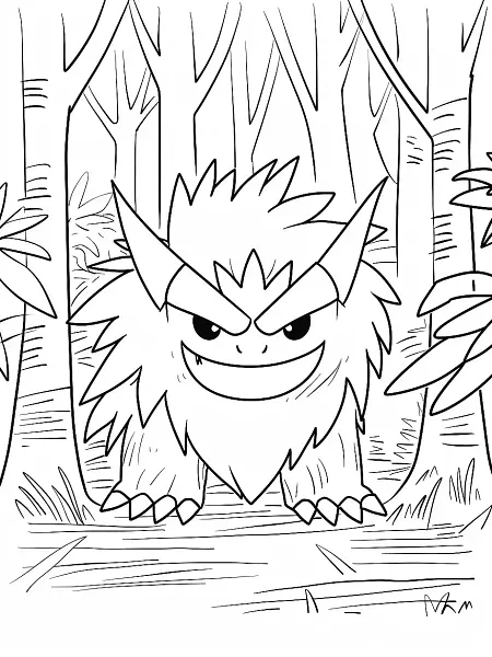 Kakuna in the Forest - Coloring Page for Kids - 1