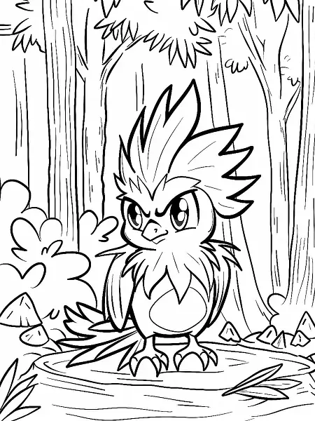 Kakuna in the Forest - Coloring Page for Kids - 0