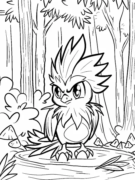 Kakuna in the Forest - Coloring Page for Kids