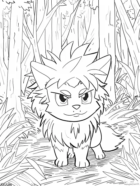 Kakuna in the Forest - Coloring Page for Kids - 2