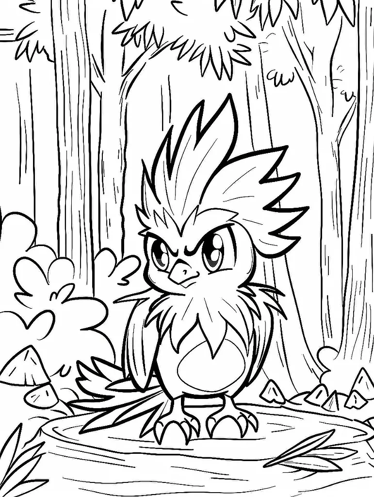 Kakuna in the Forest - Coloring Page for Kids