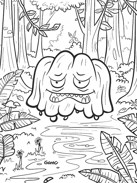 Gloom Pokemon in Forest Coloring Page - 1