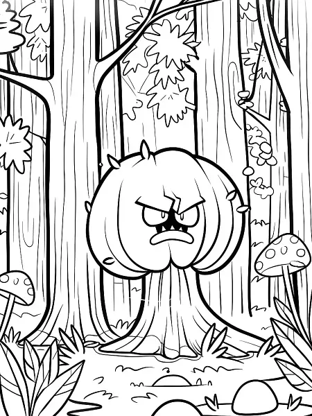 Gloom Pokemon in Forest Coloring Page - 2