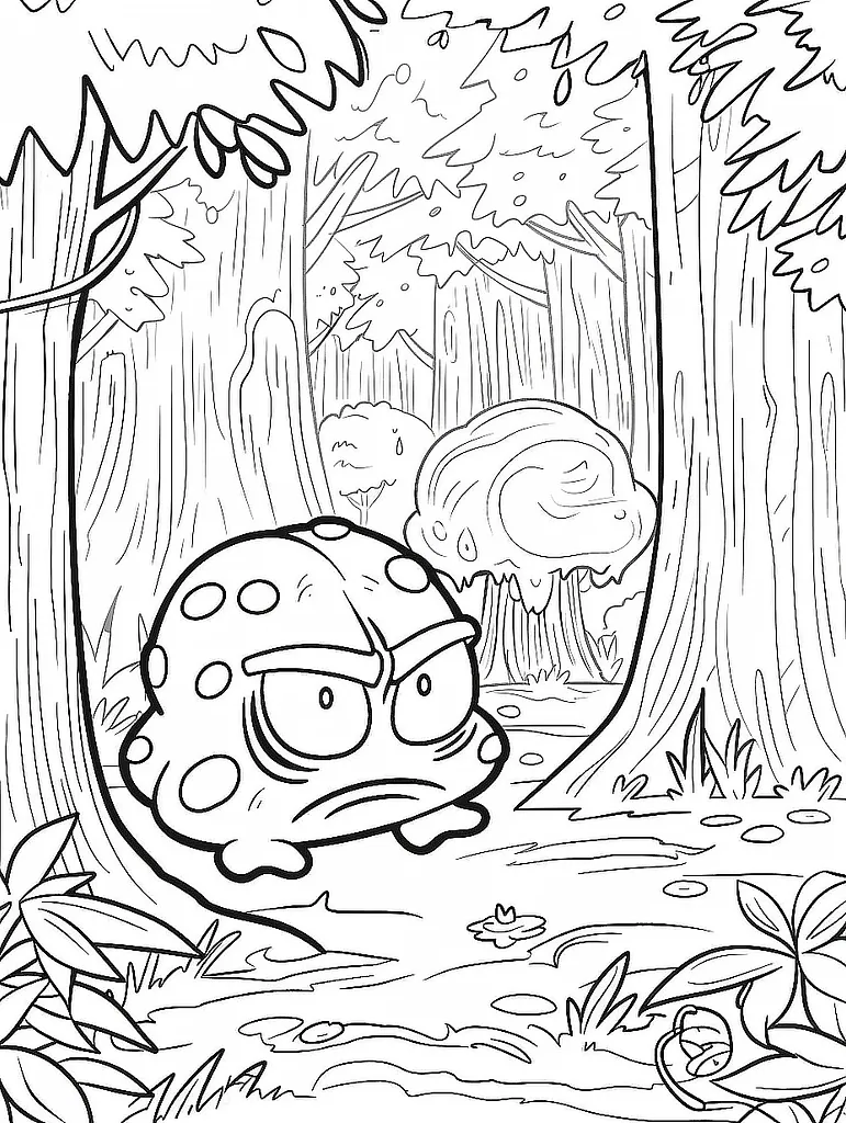 Gloom Pokemon in Forest Coloring Page