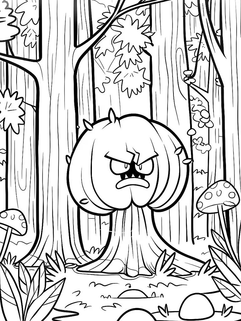 Gloom Pokemon in Forest Coloring Page 3