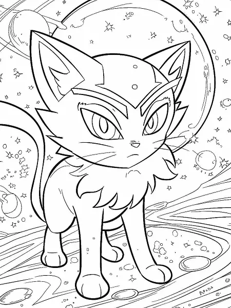 Kadabra Pokemon Coloring Page - Mischievous in Cosmic Space - 0