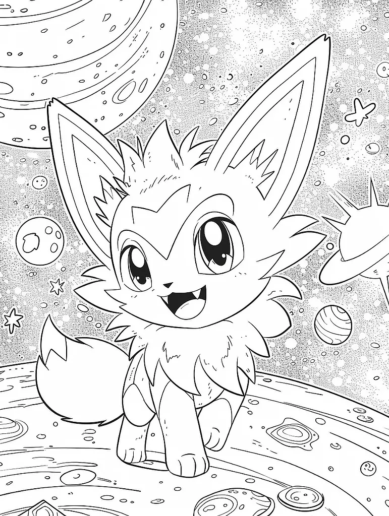 Kadabra Pokemon Coloring Page - Mischievous in Cosmic Space 3