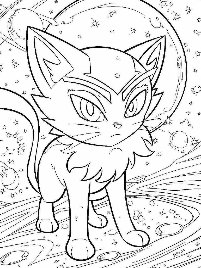 Kadabra Pokemon Coloring Page - Mischievous in Cosmic Space