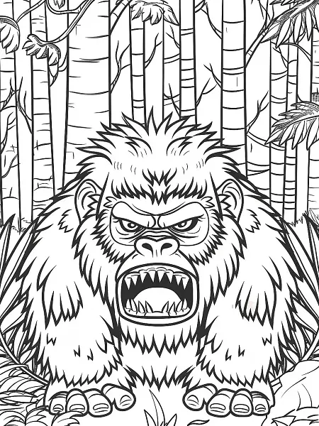 Mankey Pokemon in Forest Coloring Page - 1