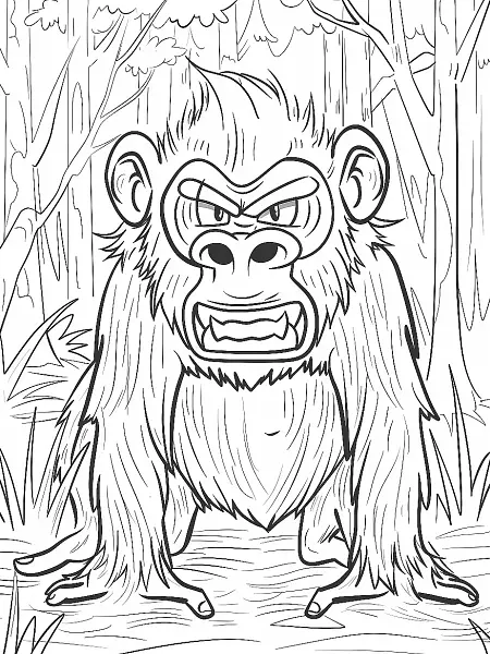 Mankey Pokemon in Forest Coloring Page - 0