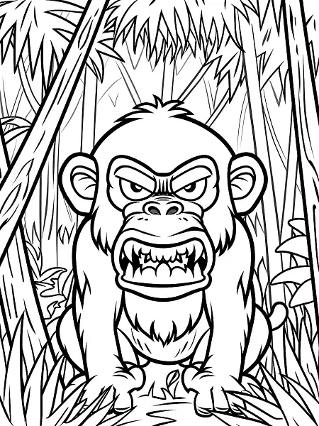 Mankey Pokemon in Forest Coloring Page - 2