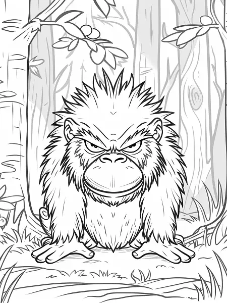 Mankey Pokemon in Forest Coloring Page - 3