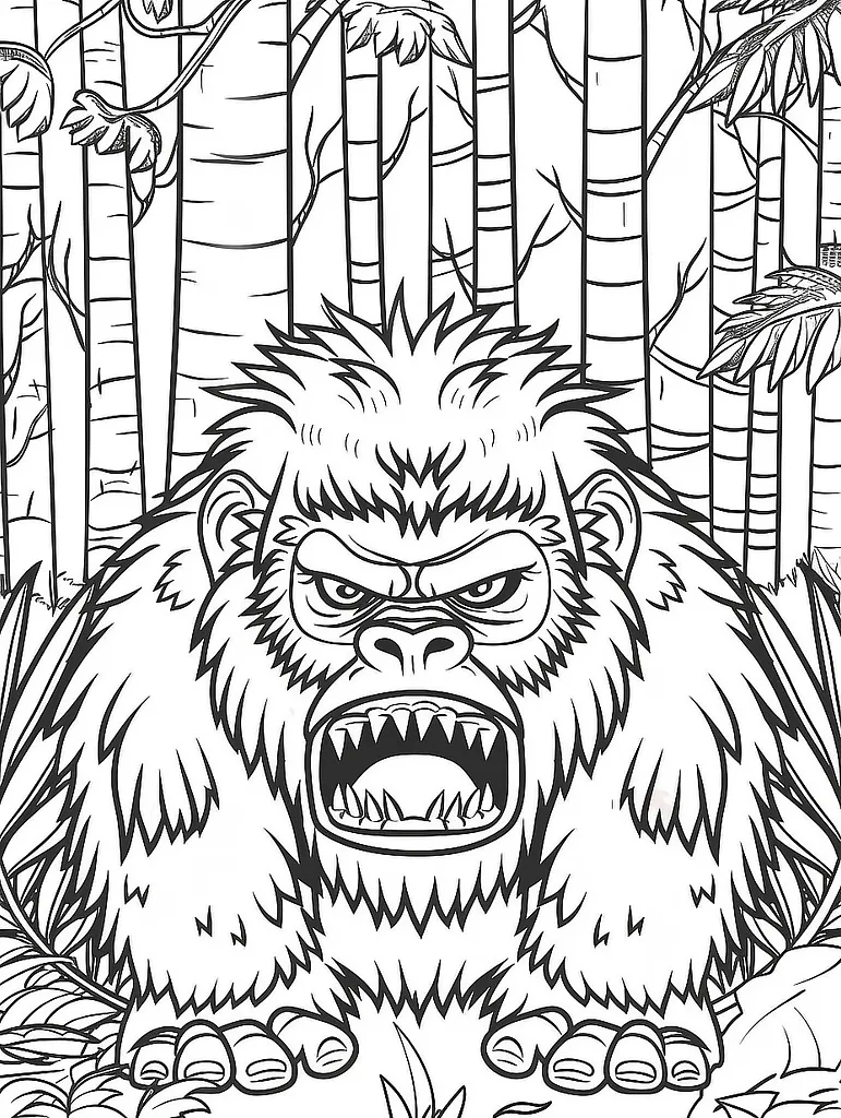 Mankey Pokemon in Forest Coloring Page 2