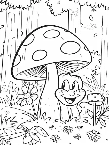 Cute Paras Pokemon in a Forest Coloring Page - 2