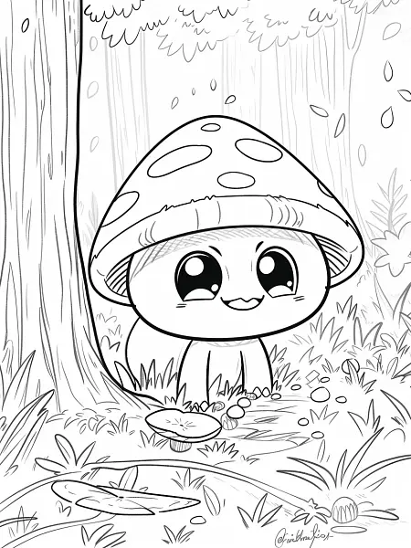 Cute Paras Pokemon in a Forest Coloring Page - 3