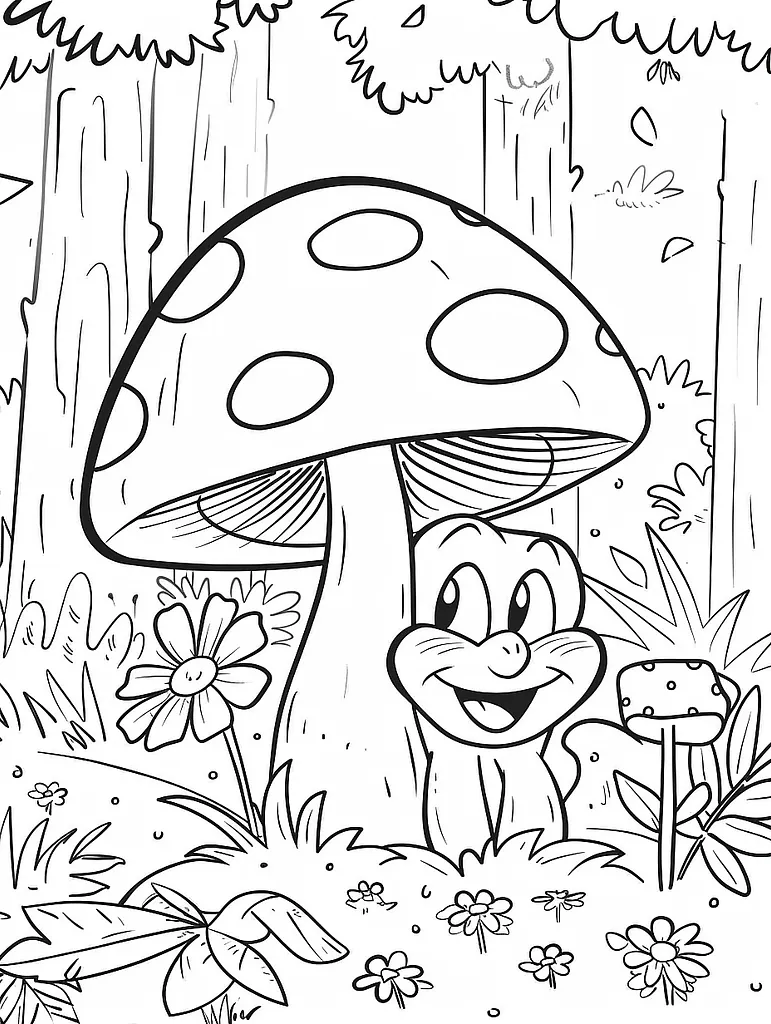 Cute Paras Pokemon in a Forest Coloring Page 3