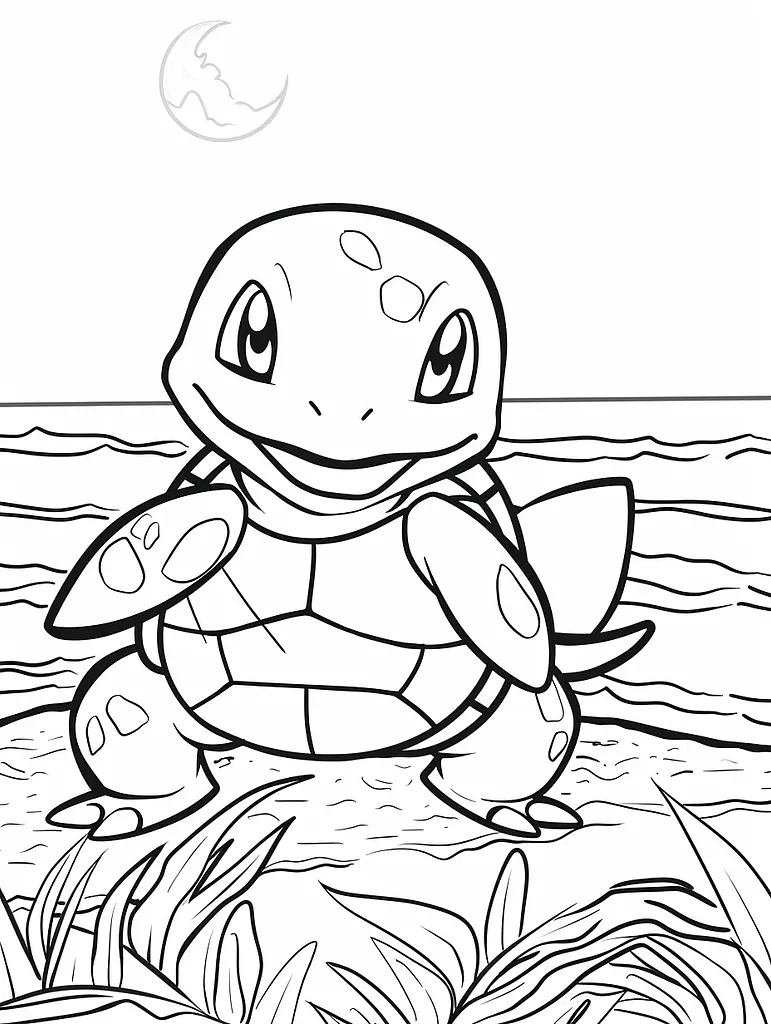 Squirtle Pokemon, happy expression, beach backg... 4