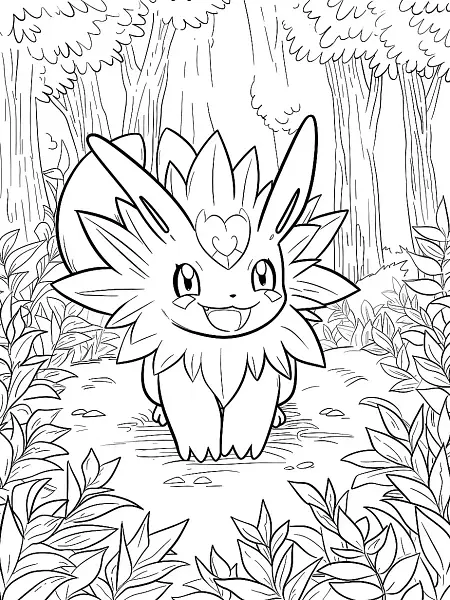 Nidoqueen Pokemon Coloring Page - Happy in the Forest - 1