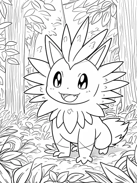 Nidoqueen Pokemon Coloring Page - Happy in the Forest - 3