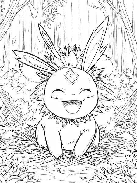 Nidoqueen Pokemon Coloring Page - Happy in the Forest - 0