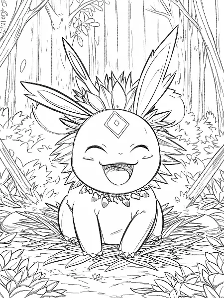 Nidoqueen Pokemon Coloring Page - Happy in the Forest