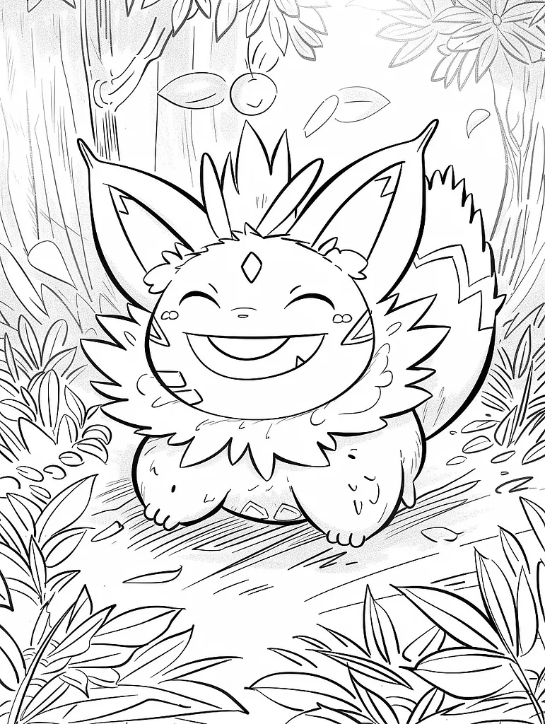 Nidoqueen Pokemon Coloring Page - Happy in the Forest 3