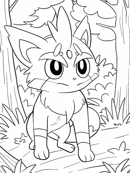 Sirfetch'd Pokemon in Forest Adventure Coloring Page - 1