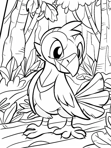 Sirfetch'd Pokemon in Forest Adventure Coloring Page