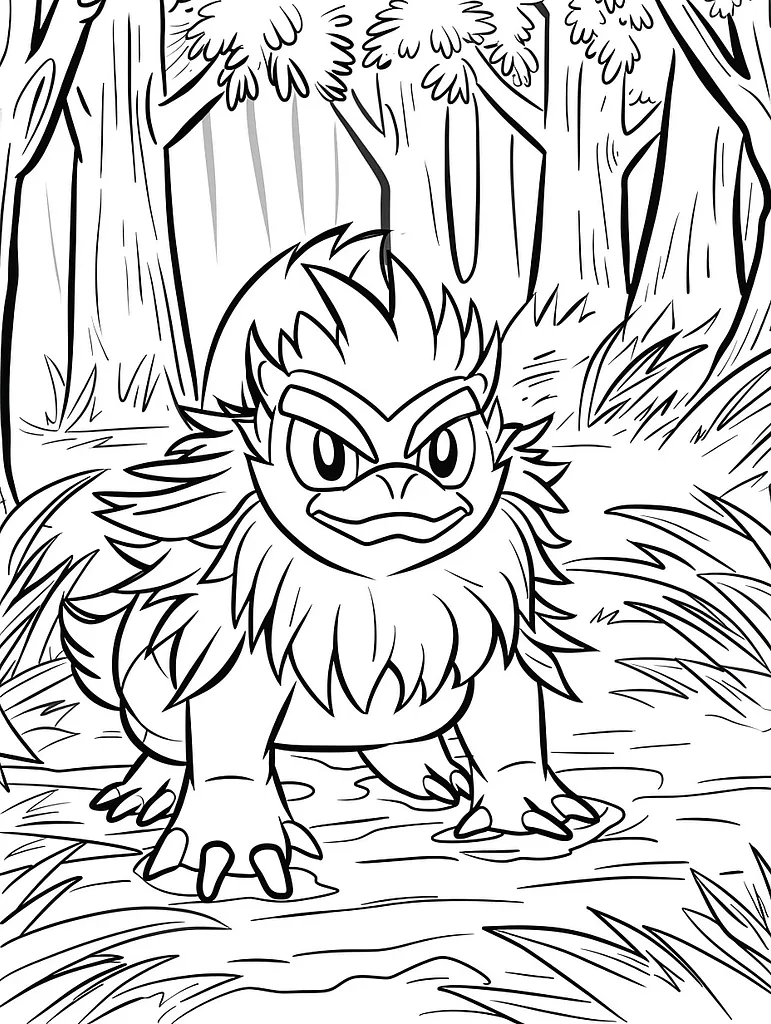 Sirfetch'd Pokemon in Forest Adventure Coloring Page 4