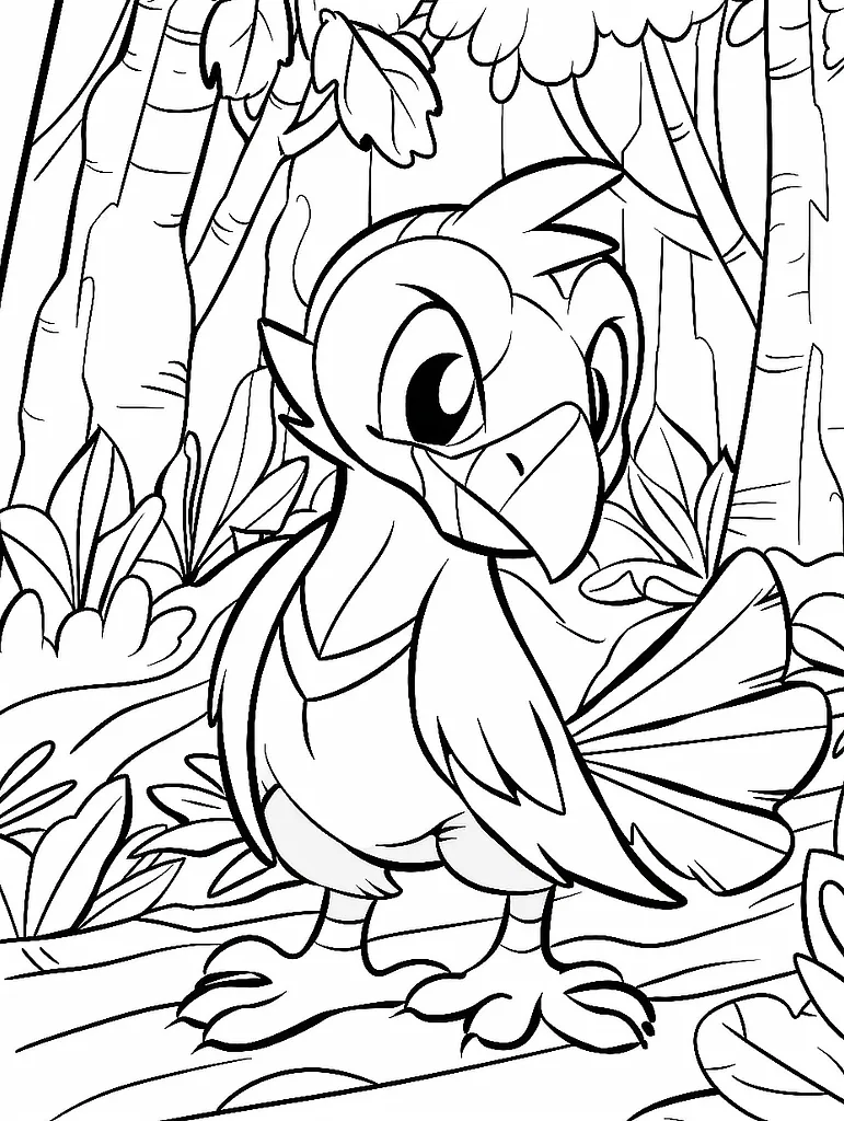 Sirfetch'd Pokemon in Forest Adventure Coloring Page