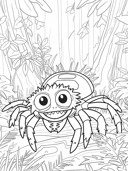 Parasect Pokemon in Forest Coloring Page - 1