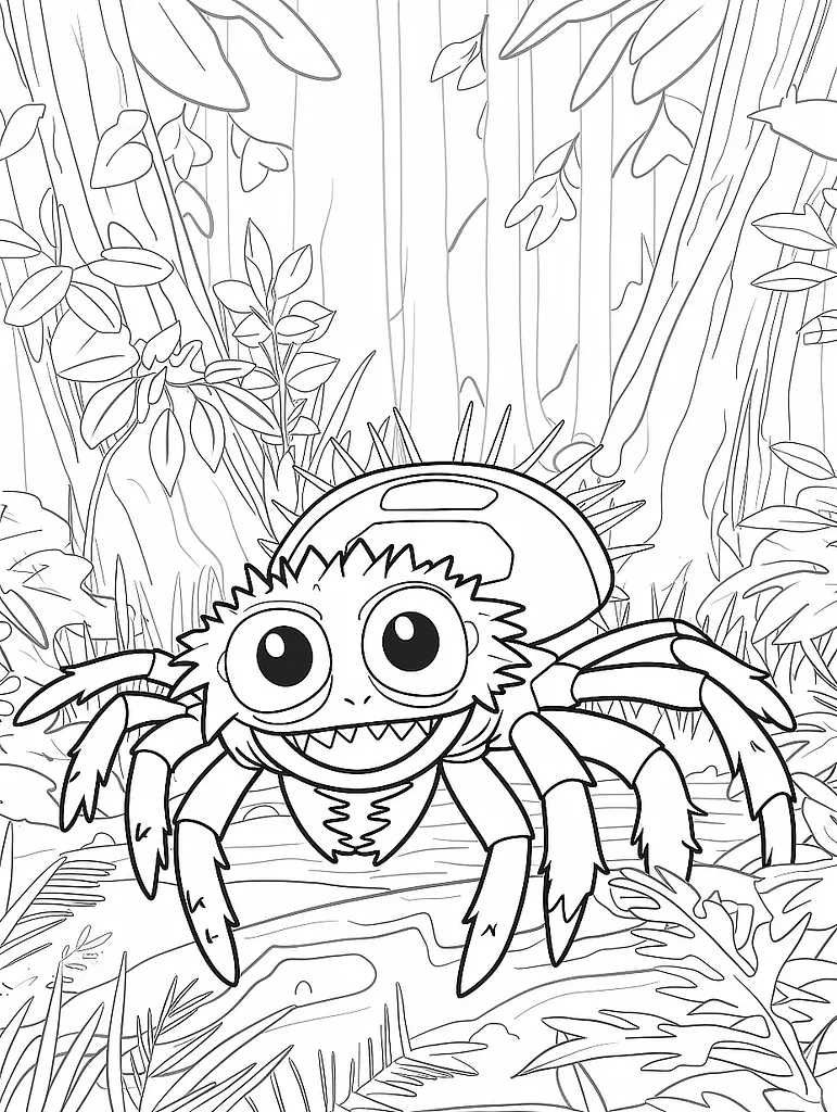 Parasect Pokemon in Forest Coloring Page 2