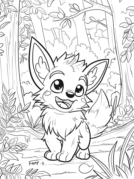 Farfetch'd in a Forest Coloring Page - 2