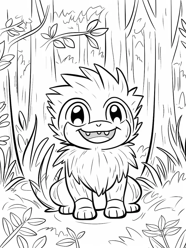 Farfetch'd in a Forest Coloring Page | Pokemon Coloring Pages