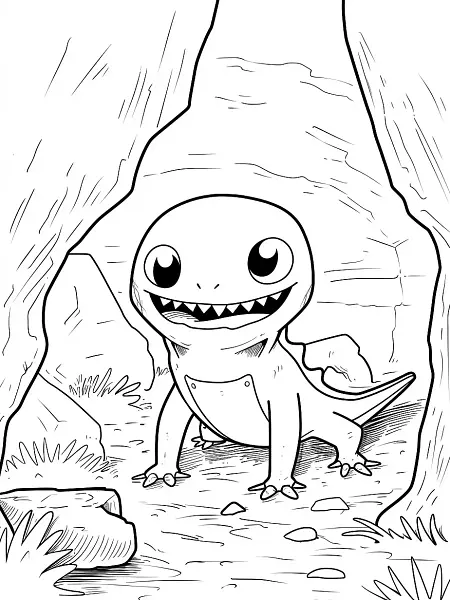 Happy Zubat in a Cave - Coloring Page - 2