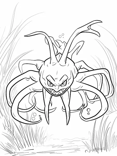 Tentacruel Underwater Coloring Page - 1