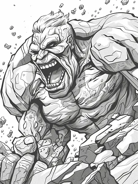 Golem in Rocky Landscape Coloring Page - 2