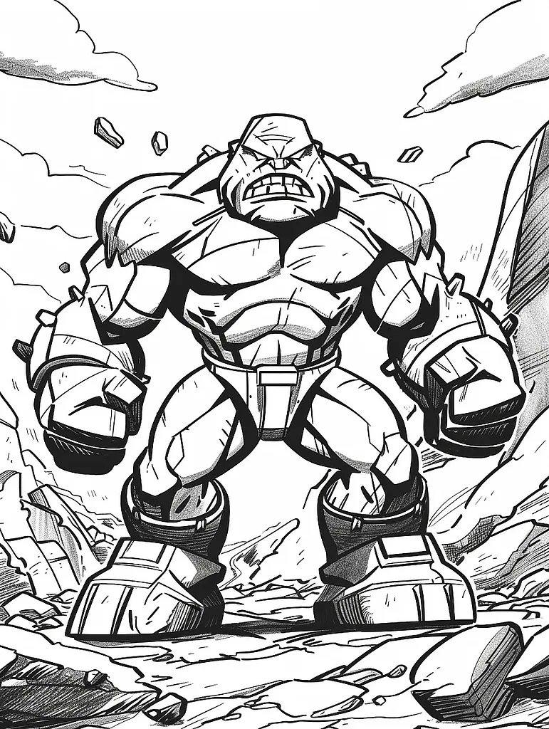 Golem in Rocky Landscape Coloring Page 2