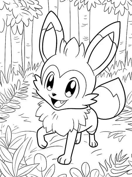 Farfetch'd Pokemon in Forest - Coloring Page - 1