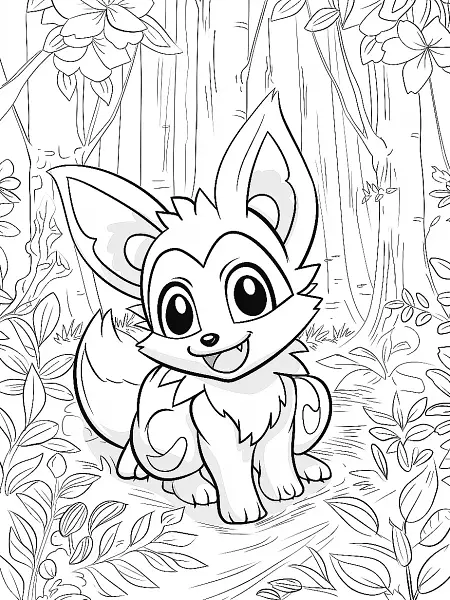 Farfetch'd Pokemon in Forest - Coloring Page