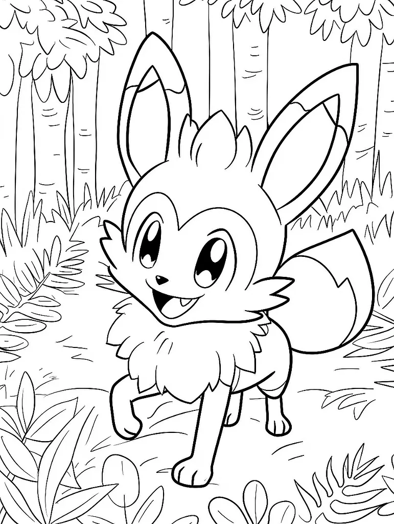 Farfetch'd Pokemon in Forest - Coloring Page 2