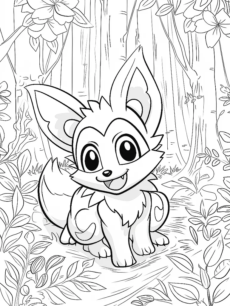 Farfetch'd Pokemon in Forest - Coloring Page