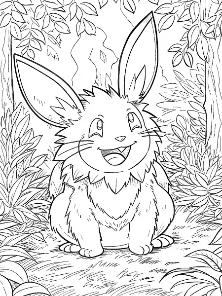 Nidoran ♀ Pokemon Coloring Page in a Forest - 0