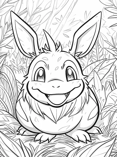 Nidoran ♀ Pokemon Coloring Page in a Forest - 2