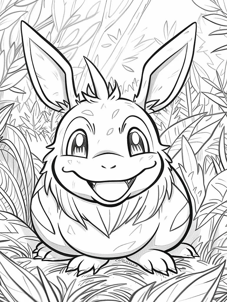 Nidoran ♀ Pokemon Coloring Page in a Forest 3