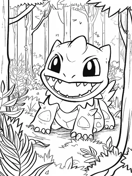 Zubat Pokemon Coloring Page: Happy in the Forest - 0