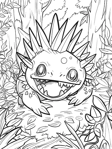 Zubat Pokemon Coloring Page: Happy in the Forest - 1