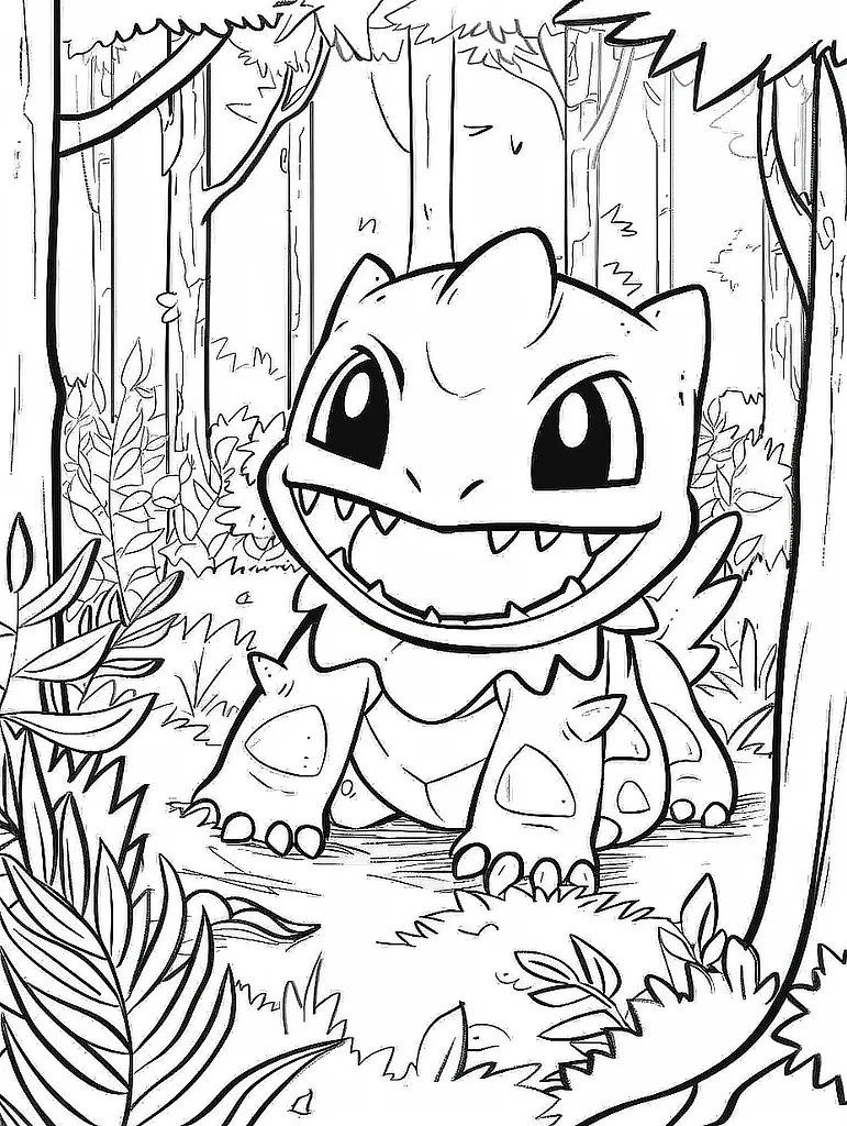 Zubat Pokemon Coloring Page: Happy in the Forest