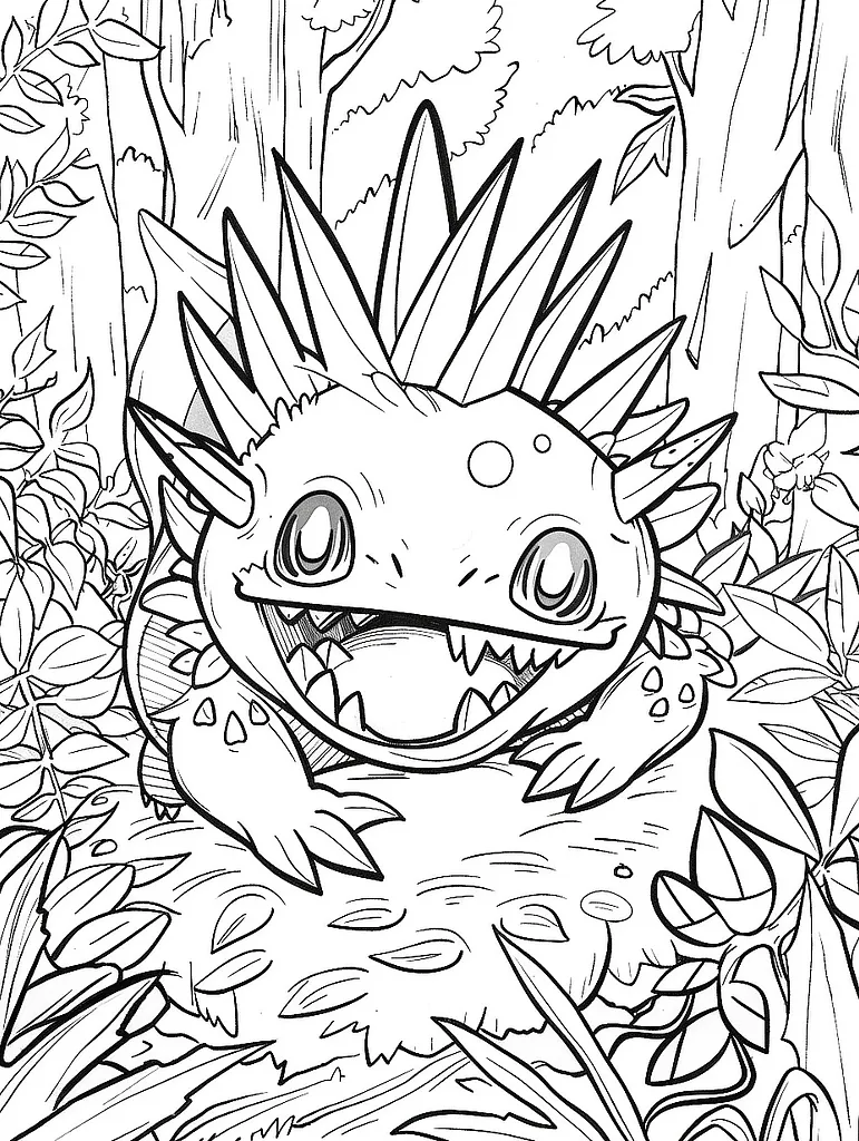 Zubat Pokemon Coloring Page: Happy in the Forest 2